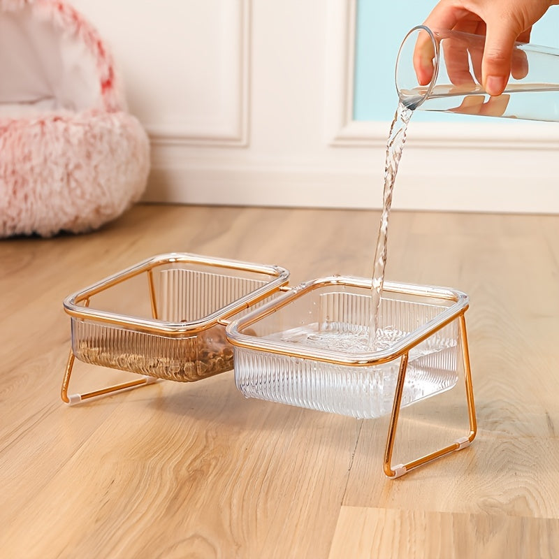 Cat Bowl Transparent With Vertical Design Easy Feeder Hydration