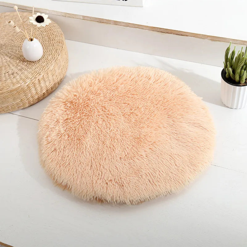 MEOVIQUE Plush Round Cat Cushion Apricot