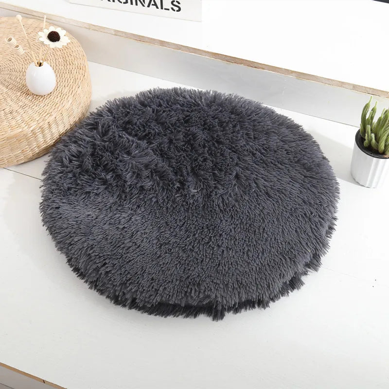 MEOVIQUE Plush Round Cat Cushion Black