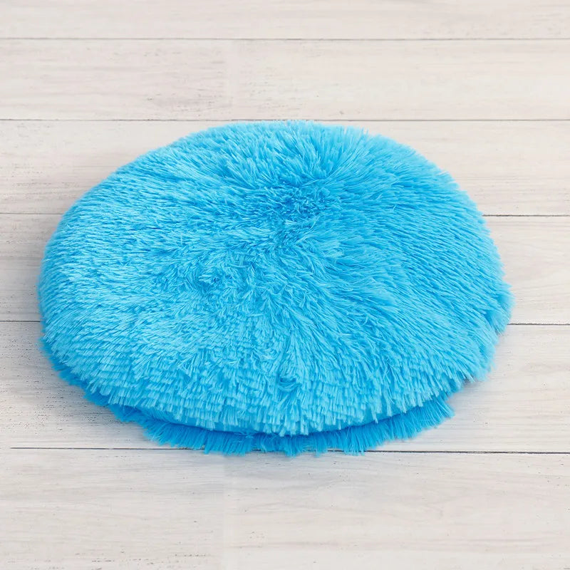 MEOVIQUE Plush Round Cat Cushion Blue