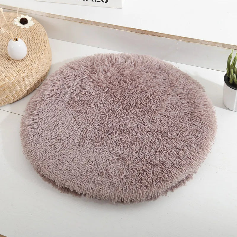 MEOVIQUE Plush Round Cat Cushion Brown