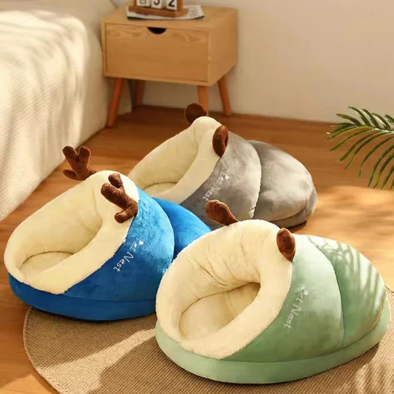 Pet-Kennel-Cat-Dog-House-Semi-enclosed-Winter-Warm-Thickened-Slippers-Cats-Cushion-Sleeping