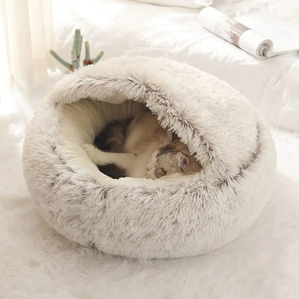 Round Hooded Cat Bed Sleeping