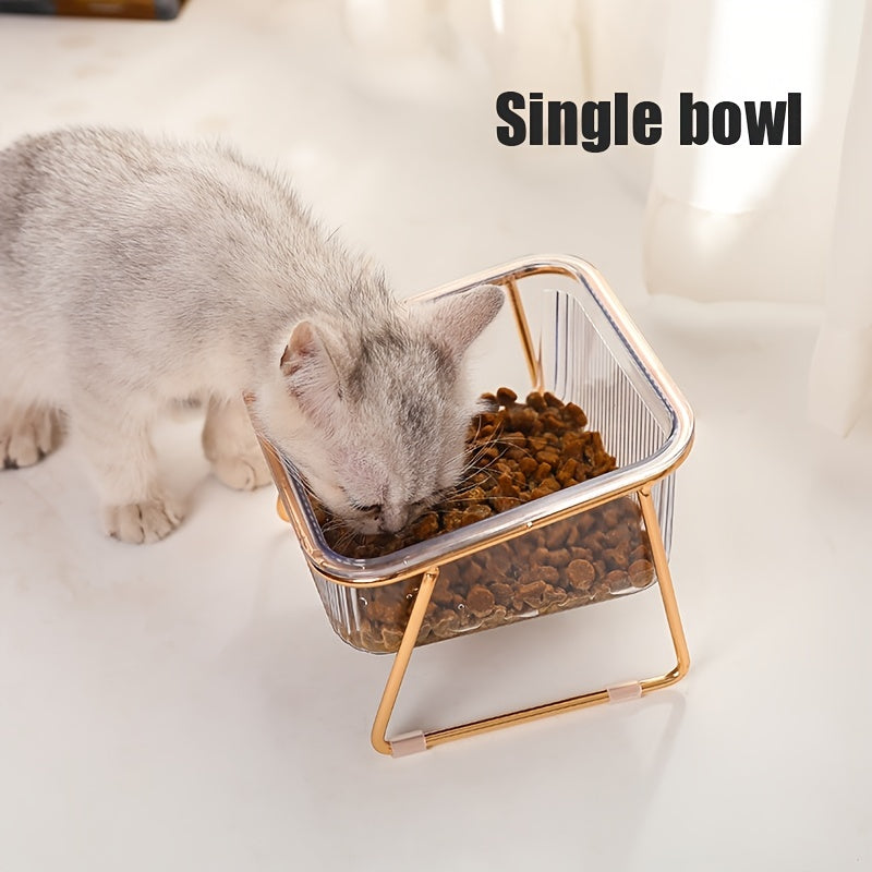 Cat Bowl Transparent With Vertical Design Easy Feeder Hydration