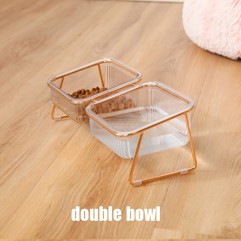 Cat Bowl Transparent With Vertical Design Easy Feeder Hydration